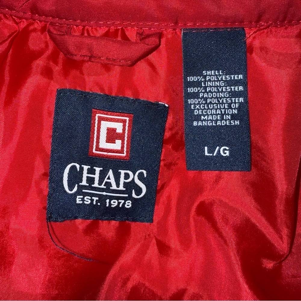 Chaps Solid Red Quilted Lightweight Snap Button Shirt Jacket - Picture 5 of 5